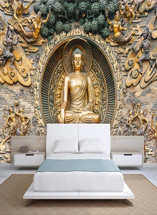 999STORE 3D Print Latest Door Living Room Bed Room Home Hall Wall 3D Wallpaper for Walls Lord Gautam Buddha Golden Meditating Mural Wallpaper for Walls (Vinyl Self Adhesive 48X36 Inches) NonW4301114 - Image 3